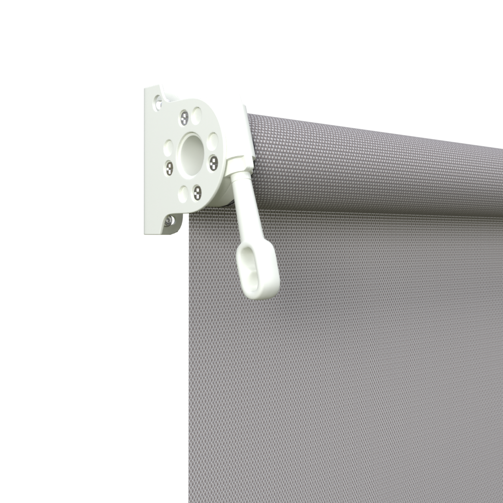 Crank Outdoor Blind - Grey Fabric with Dover White Brackets