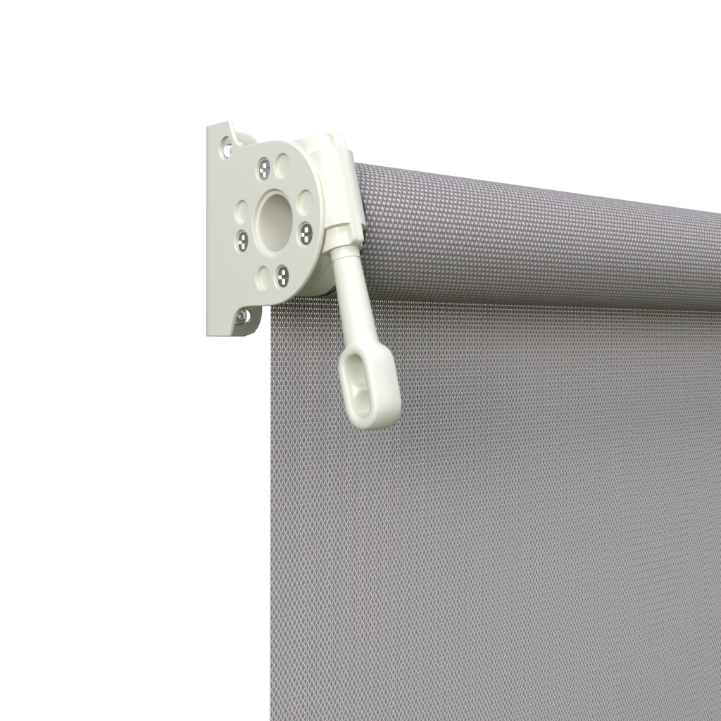 Crank Outdoor Blind - Grey Fabric with Surfmist Brackets