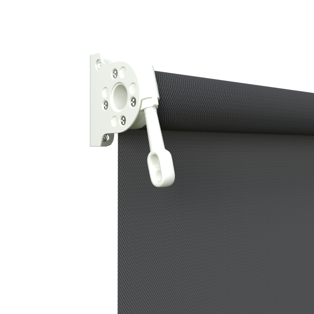 Crank Outdoor Blind - Flint Fabric with Dover White Brackets