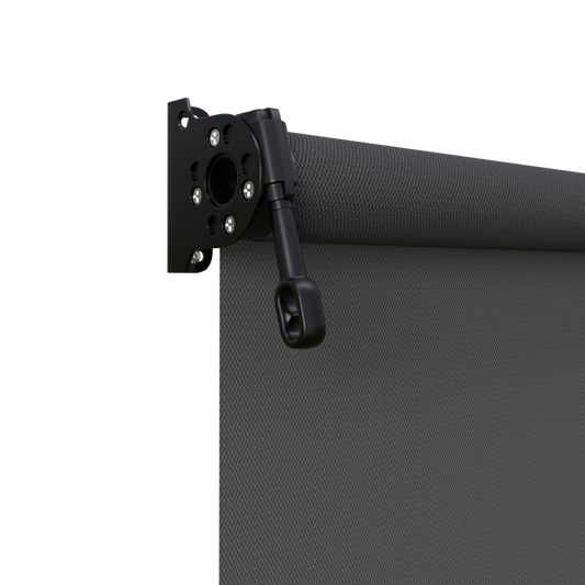 Crank Outdoor Blind - Flint Fabric with Nightsky Black Brackets