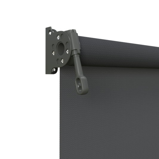 Crank Outdoor Blind - Flint Fabric with Woodland Grey Brackets