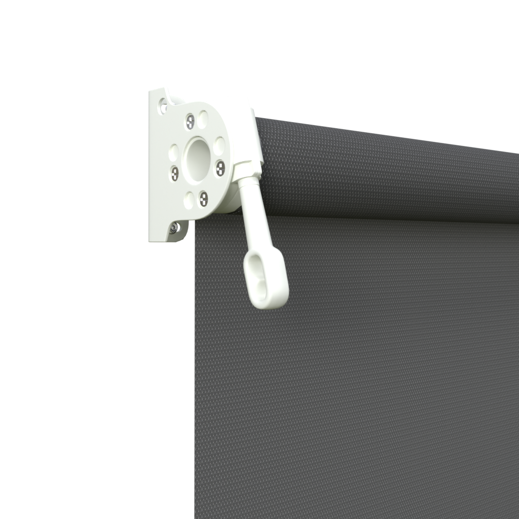 Crank Outdoor Blind - Charcoal Fabric with Dover White Brackets