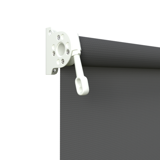 Crank Outdoor Blind - Charcoal Fabric with Dover White Brackets