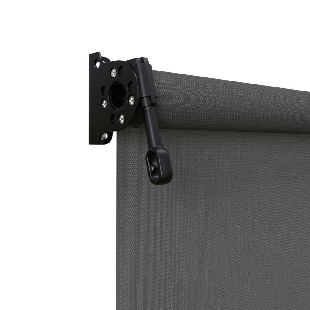Crank Outdoor Blind - Charcoal Fabric with Nightsky Black Brackets