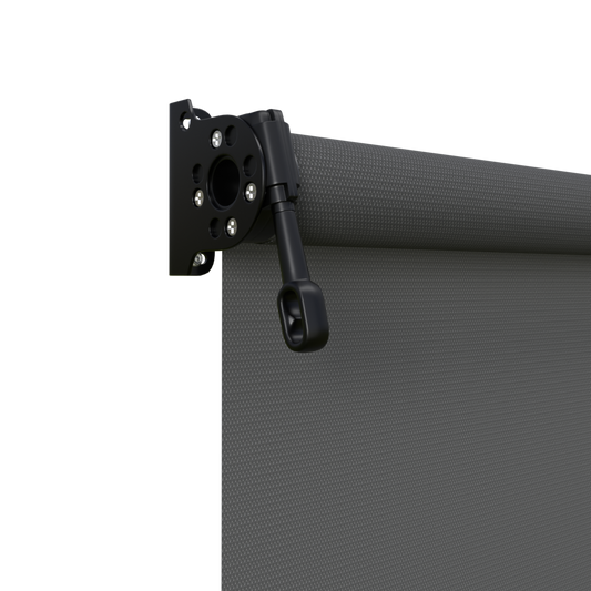 Crank Outdoor Blind - Charcoal Fabric with Nightsky Black Brackets