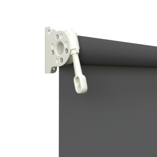 Crank Outdoor Blind - Charcoal Fabric with Surfmist Brackets