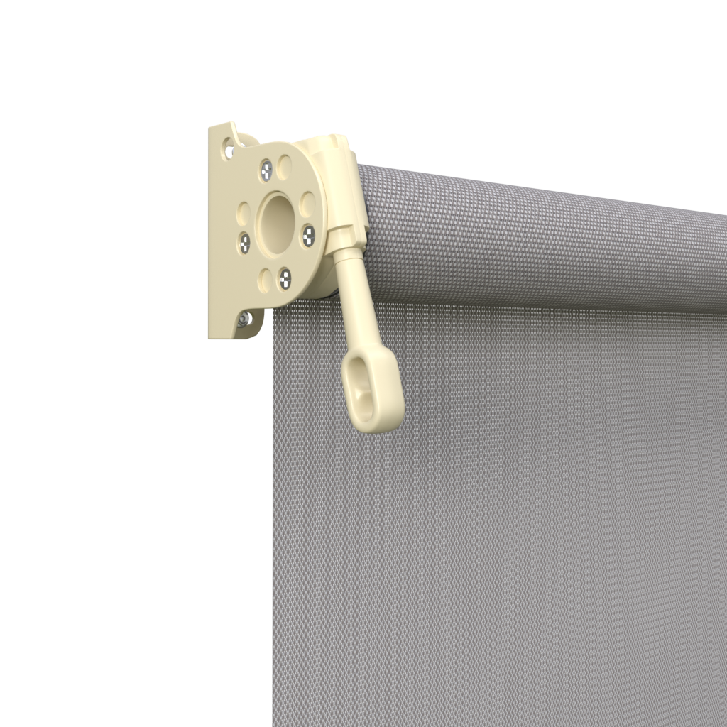 Crank Outdoor Blind - Grey Fabric with Classic Cream Brackets