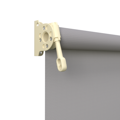 Crank Outdoor Blind - Grey Fabric with Classic Cream Brackets