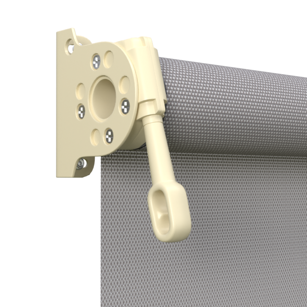 Crank Outdoor Blind - Grey Fabric with Classic Cream Brackets