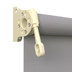 Crank Outdoor Blind - Grey Fabric with Classic Cream Brackets