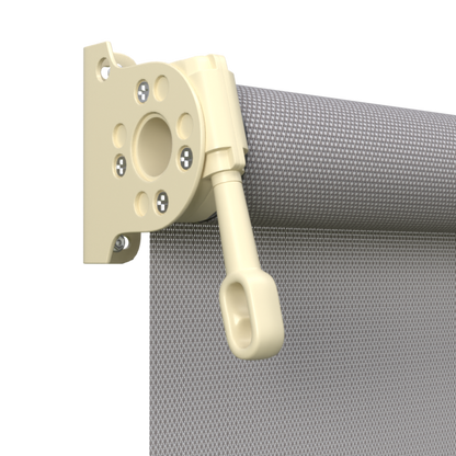 Crank Outdoor Blind - Grey Fabric with Classic Cream Brackets