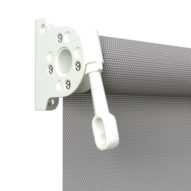 Crank Outdoor Blind - Grey Fabric with Dover White Brackets
