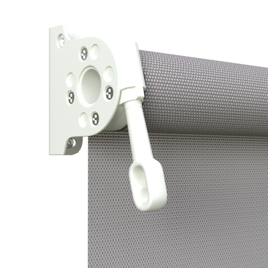 Crank Outdoor Blind - Grey Fabric with Dover White Brackets