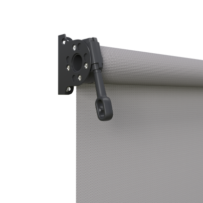 Crank Outdoor Blind - Grey Fabric with Monument Brackets