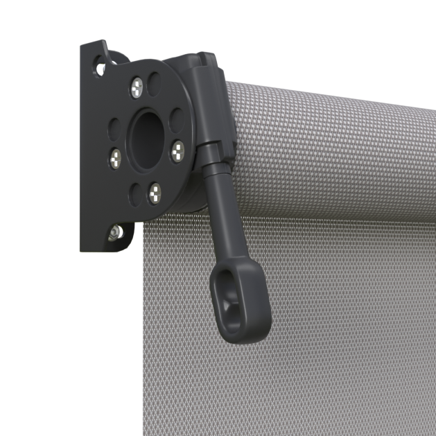 Crank Outdoor Blind - Grey Fabric with Monument Brackets
