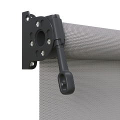 Crank Outdoor Blind - Grey Fabric with Monument Brackets