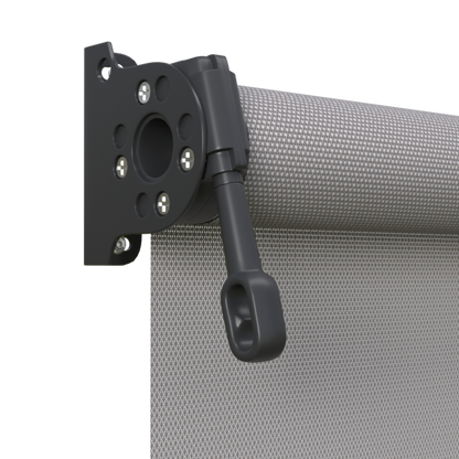 Crank Outdoor Blind - Grey Fabric with Monument Brackets