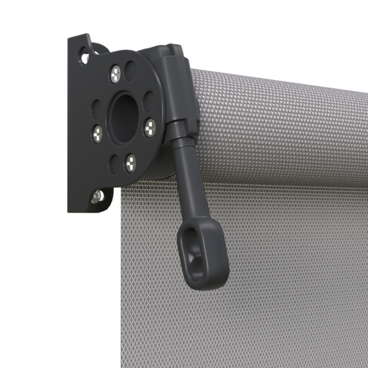 Crank Outdoor Blind - Grey Fabric with Monument Brackets