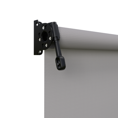 Crank Outdoor Blind - Grey Fabric with Nightsky Black Brackets