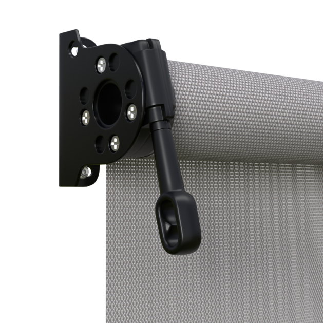Crank Outdoor Blind - Grey Fabric with Nightsky Black Brackets