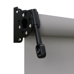 Crank Outdoor Blind - Grey Fabric with Nightsky Black Brackets