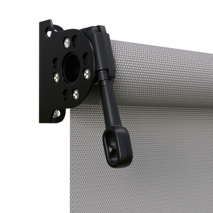 Crank Outdoor Blind - Grey Fabric with Nightsky Black Brackets