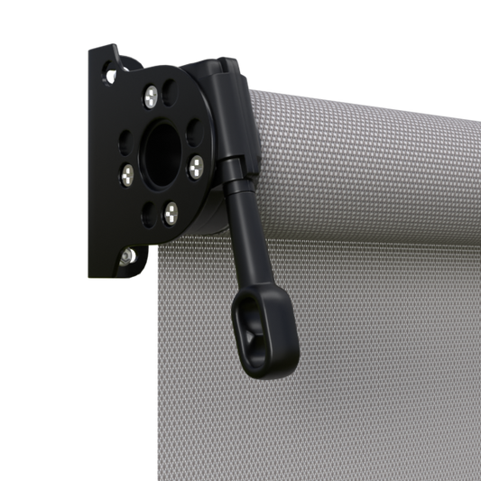 Crank Outdoor Blind - Grey Fabric with Nightsky Black Brackets