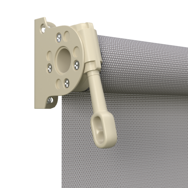 Crank Outdoor Blind - Grey Fabric with Paperbark Brackets