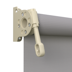 Crank Outdoor Blind - Grey Fabric with Paperbark Brackets