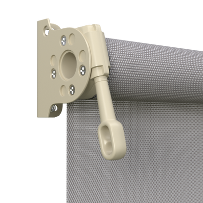 Crank Outdoor Blind - Grey Fabric with Paperbark Brackets