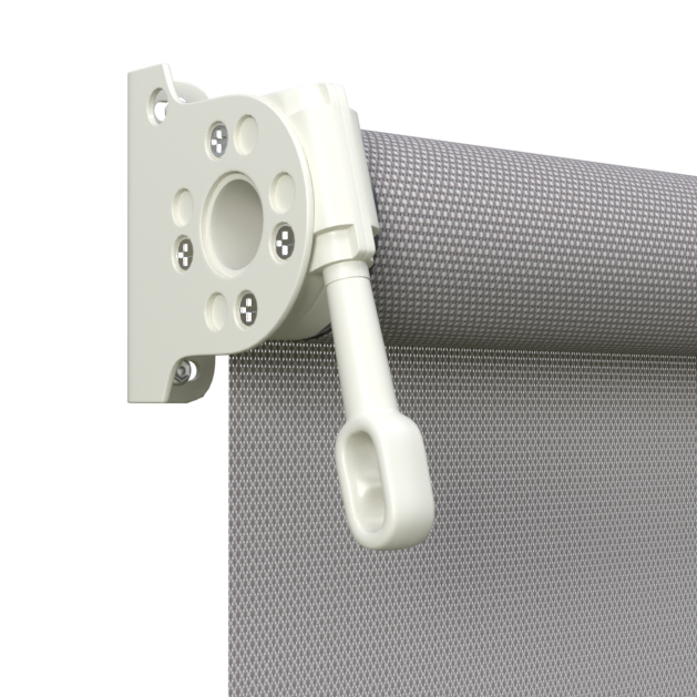 Crank Outdoor Blind - Grey Fabric with Surfmist Brackets