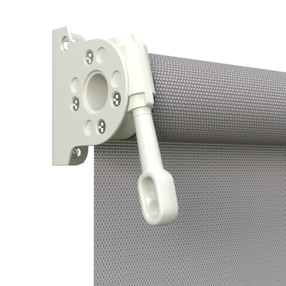 Crank Outdoor Blind - Grey Fabric with Surfmist Brackets