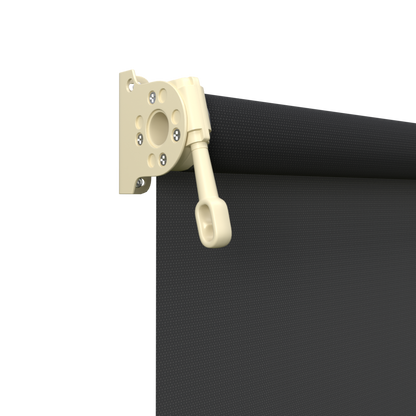 Crank Outdoor Blind - Black Fabric with Classic Cream Brackets