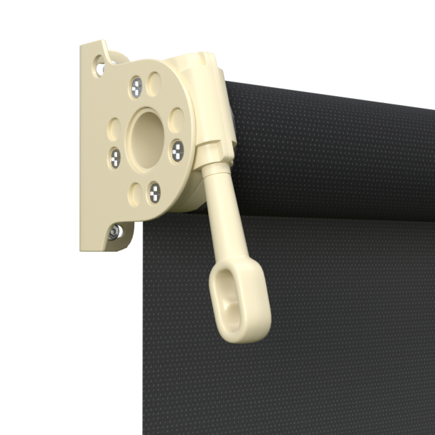 Crank Outdoor Blind - Black Fabric with Classic Cream Brackets