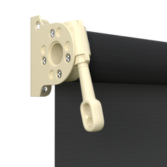 Crank Outdoor Blind - Black Fabric with Classic Cream Brackets