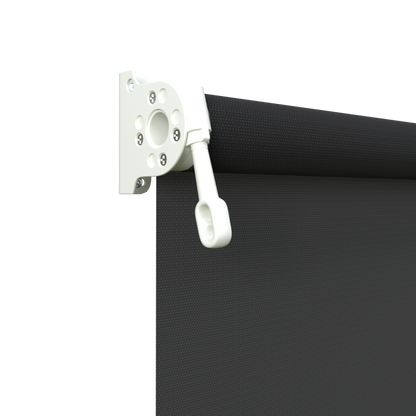 Crank Outdoor Blind - Black Fabric with Dover White Brackets
