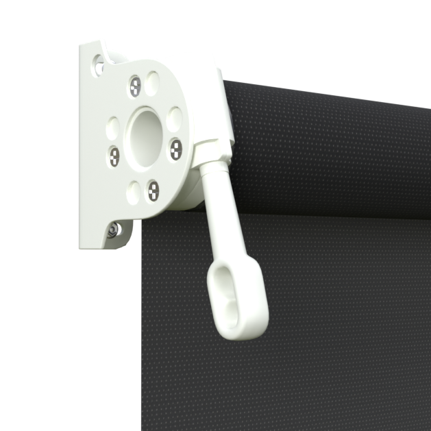 Crank Outdoor Blind - Black Fabric with Dover White Brackets