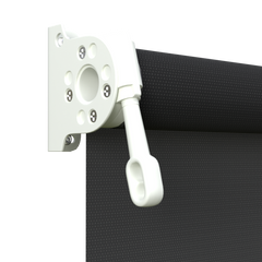Crank Outdoor Blind - Black Fabric with Dover White Brackets