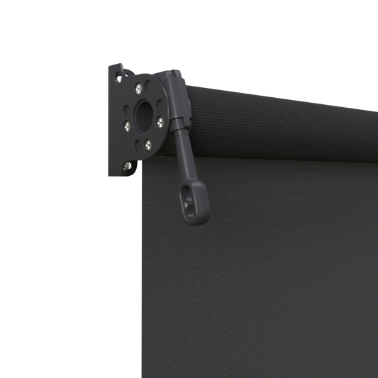 Crank Outdoor Blind - Black Fabric with Monument Brackets