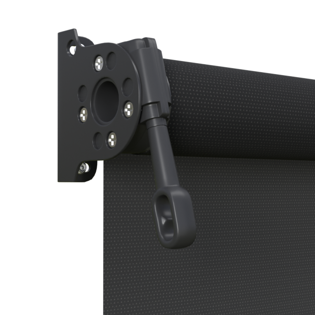 Crank Outdoor Blind - Black Fabric with Monument Brackets