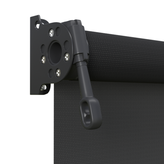 Crank Outdoor Blind - Black Fabric with Monument Brackets
