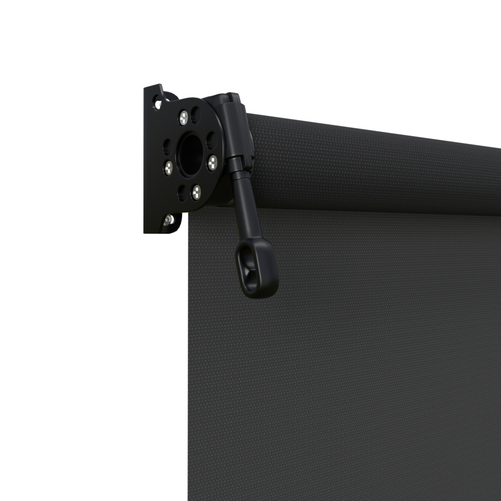 Crank Outdoor Blind - Black Fabric with Nightsky Black Brackets