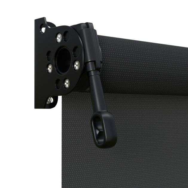 Crank Outdoor Blind - Black Fabric with Nightsky Black Brackets