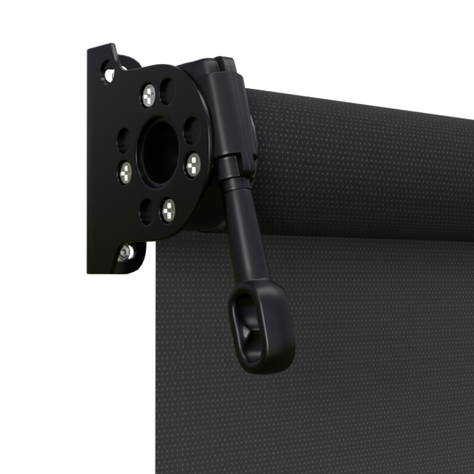 Crank Outdoor Blind - Black Fabric with Nightsky Black Brackets
