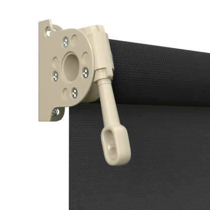 Crank Outdoor Blind - Black Fabric with Paperbark Brackets
