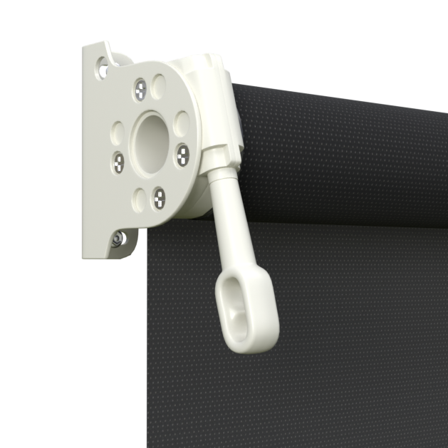 Crank Outdoor Blind - Black Fabric with Surfmist Brackets