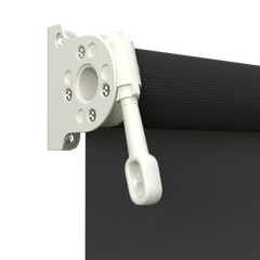 Crank Outdoor Blind - Black Fabric with Surfmist Brackets