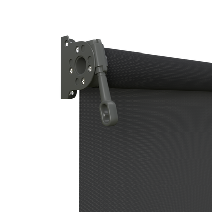Crank Outdoor Blind - Black Fabric with Woodland Grey Brackets