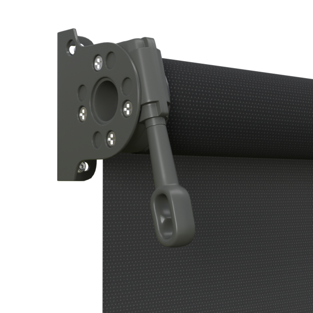 Crank Outdoor Blind - Black Fabric with Woodland Grey Brackets