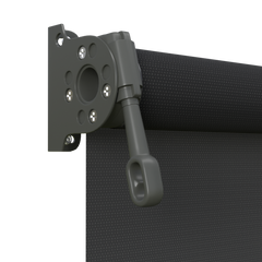 Crank Outdoor Blind - Black Fabric with Woodland Grey Brackets